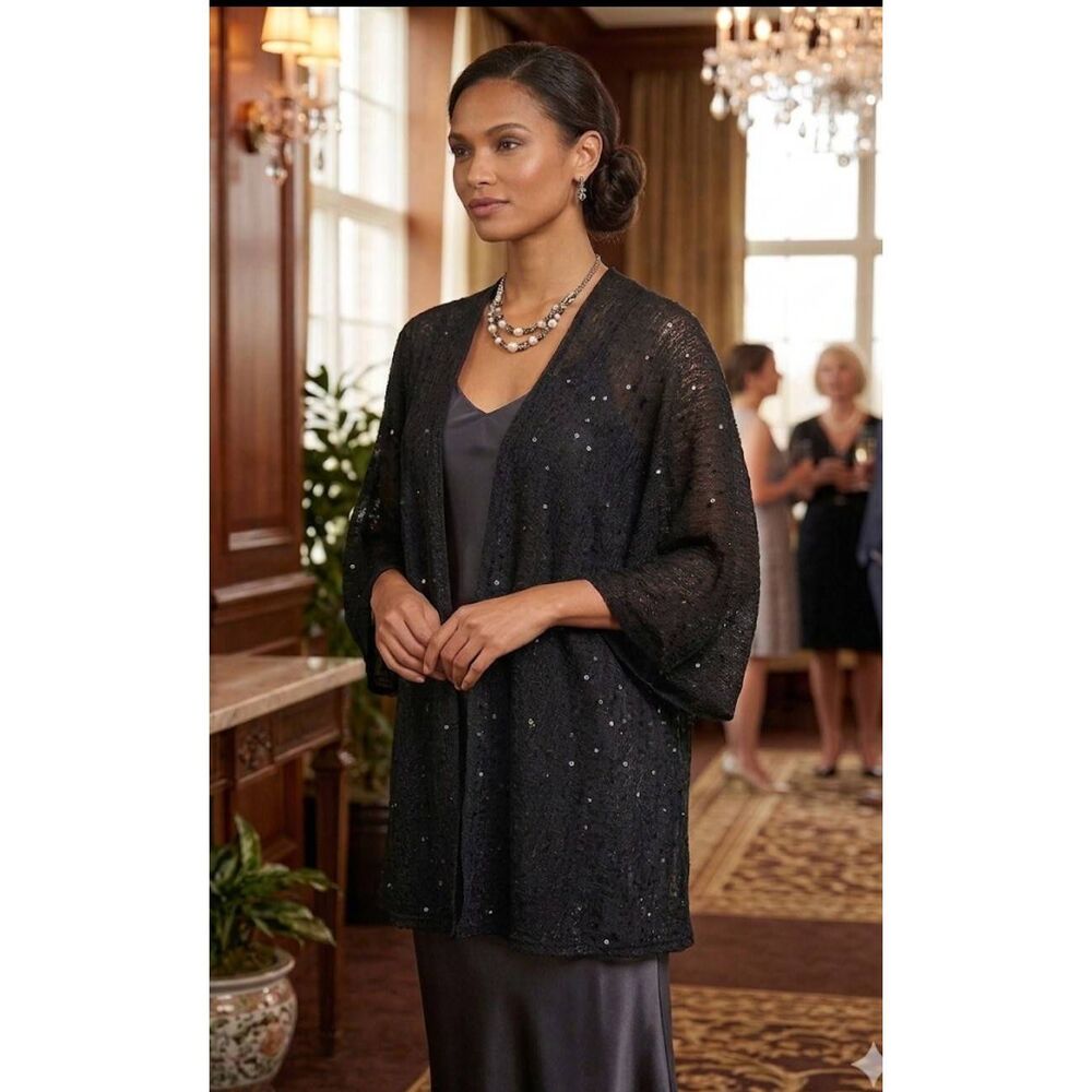 Shawl Black Lace with Sequin Accents